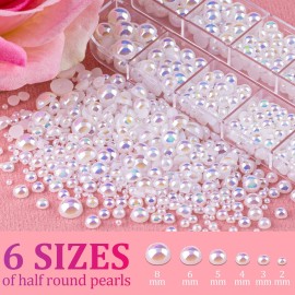 3800 Pcs 3 Boxes Flat Back Pearls Kits Flatback Colorful AB+White AB+Beige AB Half Round Pearls with Pickup Pencil and Tweezer for Home DIY and Professional Nail Art, Face Makeup and Craft 3800 Pcs 3 Boxes Flat Back Pearls Kits Flatback Colorful AB+White AB+Beige AB Half Round Pearls with Pickup Pencil and Tweezer for Home DIY and Professional Nail Art, Face Makeup and Craft