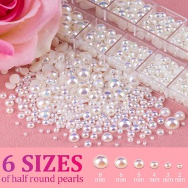 3800 Pcs 3 Boxes Flat Back Pearls Kits Flatback Colorful AB+White AB+Beige AB Half Round Pearls with Pickup Pencil and Tweezer for Home DIY and Professional Nail Art, Face Makeup and Craft 3800 Pcs 3 Boxes Flat Back Pearls Kits Flatback Colorful AB+White AB+Beige AB Half Round Pearls with Pickup Pencil and Tweezer for Home DIY and Professional Nail Art, Face Makeup and Craft