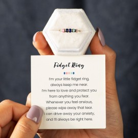 STORYJEWELLERY Fidget Ring for Women, Anxiety Rings for Women, Spinner Ring, Silent Spinning Worry Rings, Fidget Jewelry, Womens Gifts, Size 8