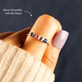 STORYJEWELLERY Fidget Ring for Women, Anxiety Rings for Women, Spinner Ring, Silent Spinning Worry Rings, Fidget Jewelry, Womens Gifts, Size 8