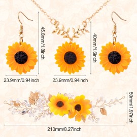 OIIKI Sunflower Bridal Accessories Kit, Wedding Sunflower Headband, Bridal Sunflower Necklace Earrings, Flower Crystal Hair Vine Decorative Clips for Women, Parties OIIKI Sunflower Bridal Accessories Kit, Wedding Sunflower Headband, Bridal Sunflower Necklace Earrings, Flower Crystal Hair Vine Decorative Clips for Women, Parties