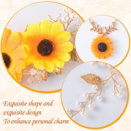 OIIKI Sunflower Bridal Accessories Kit, Wedding Sunflower Headband, Bridal Sunflower Necklace Earrings, Flower Crystal Hair Vine Decorative Clips for Women, Parties OIIKI Sunflower Bridal Accessories Kit, Wedding Sunflower Headband, Bridal Sunflower Necklace Earrings, Flower Crystal Hair Vine Decorative Clips for Women, Parties