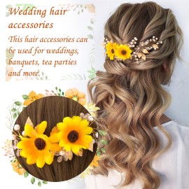 OIIKI Sunflower Bridal Accessories Kit, Wedding Sunflower Headband, Bridal Sunflower Necklace Earrings, Flower Crystal Hair Vine Decorative Clips for Women, Parties OIIKI Sunflower Bridal Accessories Kit, Wedding Sunflower Headband, Bridal Sunflower Necklace Earrings, Flower Crystal Hair Vine Decorative Clips for Women, Parties