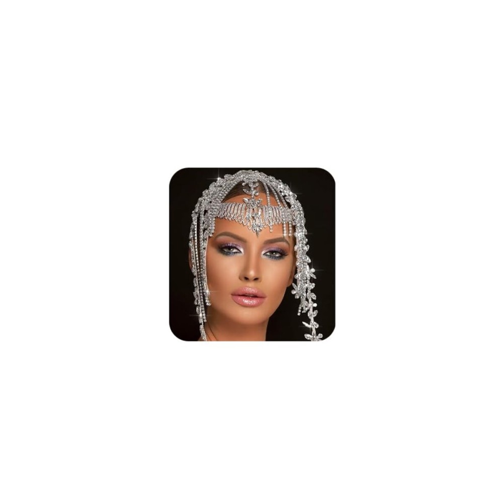 STONEFANS 1920s Rhinestone Headpiece Cap Silver Bridal Flapper Head Chain Headband Prom Gatsby Cleopatra Hair Accessories for Women Costume (Silver1) STONEFANS 1920s Rhinestone Headpiece Cap Silver Bridal Flapper Head Chain Headband Prom Gatsby Cleopatra Hair Accessories for Women Costume (Silver1)