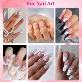 Belleboost Flat Back Pearls Kits 3 Boxes of Flatback White Half Round Pearls with Pickup Pencil and Tweezer for Home DIY and Professional Nail Art, Face Makeup and Craft