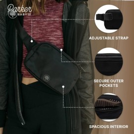 Parker Baby Diaper Belt Bag - Portable Fanny Pack Diaper Bag, Crossbody Bag for Moms - Birch Belt Bag - Black