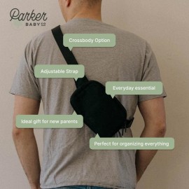 Parker Baby Diaper Belt Bag - Portable Fanny Pack Diaper Bag, Crossbody Bag for Moms - Birch Belt Bag - Black
