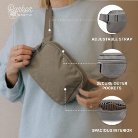 Parker Baby Co. Diaper Belt Bag - Portable Fanny Pack Diaper Bag, Crossbody Bag for Moms - Birch Belt Bag - Gray