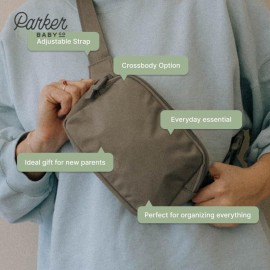 Parker Baby Co. Diaper Belt Bag - Portable Fanny Pack Diaper Bag, Crossbody Bag for Moms - Birch Belt Bag - Gray