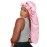 Satin Silk Bonnet Hair Cap: Long Bonnets with Elastic Tie Band Adjustable Straps Jumbo Size Sleep for Sleeping Comfortable - Stretchy Tie Band Bonnets for Women Long Braid Curly Hair No Slip-Off Pink
