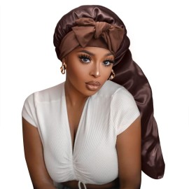 Satin Silk Bonnet Hair Cap: Long Bonnets with Elastic Tie Band Adjustable Straps Jumbo Size Sleep for Sleeping Comfortable - Stretchy Tie Band Bonnets for Women Long Braid Curly Hair No Slip-Off Satin Silk Bonnet Hair Cap: Long Bonnets with Elastic Tie Band Adjustable Straps Jumbo Size Sleep for Sleeping Comfortable - Stretchy Tie Band Bonnets for Women Long Braid Curly Hair No Slip-Off