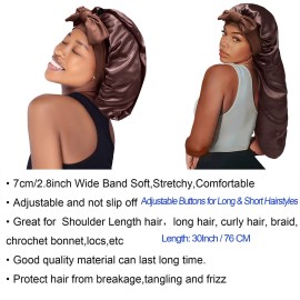 Satin Silk Bonnet Hair Cap: Long Bonnets with Elastic Tie Band Adjustable Straps Jumbo Size Sleep for Sleeping Comfortable - Stretchy Tie Band Bonnets for Women Long Braid Curly Hair No Slip-Off Satin Silk Bonnet Hair Cap: Long Bonnets with Elastic Tie Band Adjustable Straps Jumbo Size Sleep for Sleeping Comfortable - Stretchy Tie Band Bonnets for Women Long Braid Curly Hair No Slip-Off