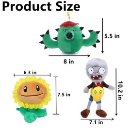 JHESAO 14 PCS Plants and Zombies Plush PVZ Zombies Plants Set Toys PVZ 1 2 Stuffed Soft Zombies Doll Zombies Plush Toy New