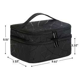 ZFZGFRCS Nail Polish Organizer- Holds 30 Bottles Nail Supply Organizers and Storage Double-layer Nail Bag Organizer Case Nail varnish Organizer Nail Polish Storage Bag with Handle (Black-a)