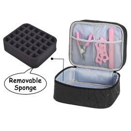ZFZGFRCS Nail Polish Organizer- Holds 30 Bottles Nail Supply Organizers and Storage Double-layer Nail Bag Organizer Case Nail varnish Organizer Nail Polish Storage Bag with Handle (Black-a)