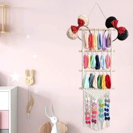 ALinmo Headband Holder Hair Bows Organizer for Girls, Baby Headbands Hair Accessories Organizer Storage Wall Hanging Decor for Toddler Girls Room