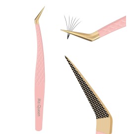 Ms.Queen Volume Tweezers for Eyelash Extensions, Fiber Tip Grip Lash Tweezers for Volume Lashes