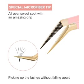 Ms.Queen Volume Tweezers for Eyelash Extensions, Fiber Tip Grip Lash Tweezers for Volume Lashes