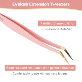Ms.Queen Volume Tweezers for Eyelash Extensions, Fiber Tip Grip Lash Tweezers for Volume Lashes