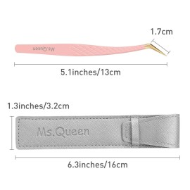 Ms.Queen Volume Tweezers for Eyelash Extensions, Fiber Tip Grip Lash Tweezers for Volume Lashes
