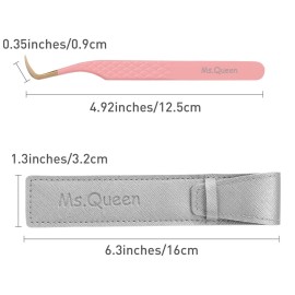 Ms.Queen Lash Tweezers for Eyelash Extensions,Fiber Tip Master Volume Lash Extension Tweezers with Diamond Grip