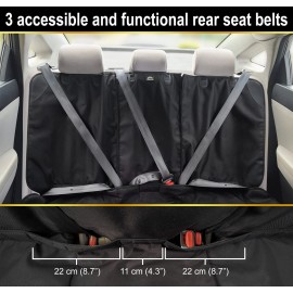 Caricar Car Seat Protector, Under Child Car Seats Cover | Waterproof, 3 Functional Rear Belts, Baby Carseat Cushion, Covers Fabric and Leather Seats | 4Pockets Non-Slip Thick Padding
