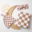 Miaoberry 100% Organic Muslin Swaddle Set| Checkered in Coffee Latte 47 * 47 with Hat,Bow and Arrival Card