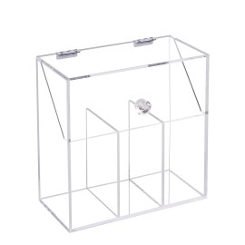 Vevitts Acrylic Makeup Brush Holder, Clear Cosmetic Storage Box with 3 Brush Holders, Dust Cover, Large-Capacity Split Design for Organizing Vanity Desk