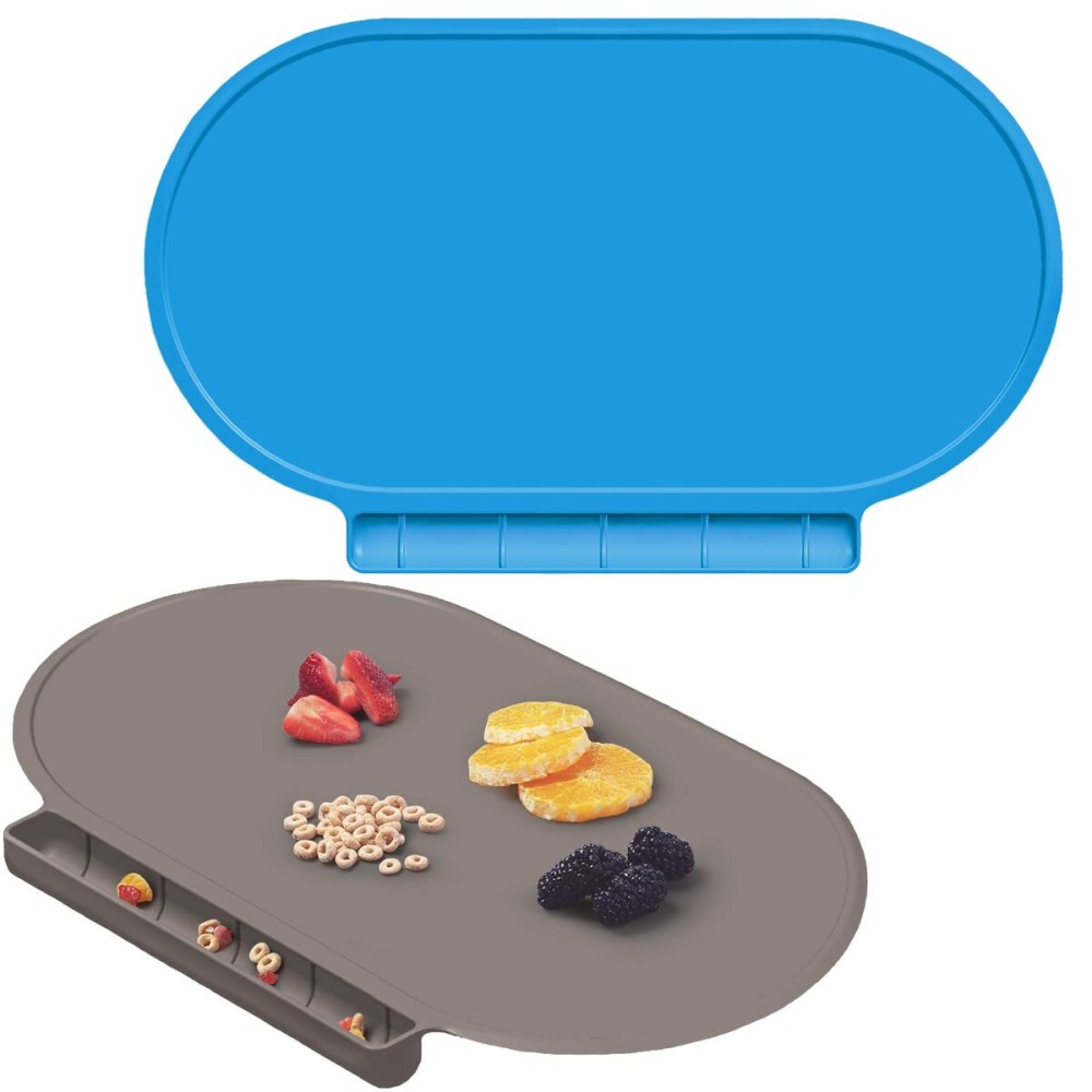 Kids Silicone Placemats, Baby Placemats with Food Catching for Kids Toddler Children Reusable Non-Slip Table Mats Baby Food Mats for Restaurant, 2Pack, Blue/Gray Kids Silicone Placemats, Baby Placemats with Food Catching for Kids Toddler Children Reusable Non-Slip Table Mats Baby Food Mats for Restaurant, 2Pack, Blue/Gray
