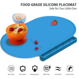 Kids Silicone Placemats, Baby Placemats with Food Catching for Kids Toddler Children Reusable Non-Slip Table Mats Baby Food Mats for Restaurant, 2Pack, Blue/Gray Kids Silicone Placemats, Baby Placemats with Food Catching for Kids Toddler Children Reusable Non-Slip Table Mats Baby Food Mats for Restaurant, 2Pack, Blue/Gray
