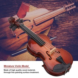 Jeanoko Miniature Violin Model with Stand Case Dollhouse Accessories Mini Musical Instrument Decor Gift Dollhouse Model Home Decoration
