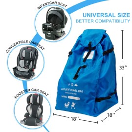 Clearworld Car Seat Travel Bag for Air Travel, Durable Gate Check Bag for Airport,Foldable Baby Stroller Travel Carry Bag, Fits Car Seats, Infant Carriers & Booster,Universal Size(Blue)