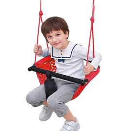 Hi-Na Kids Swing Seats Indoor Hand-Made Kids Swing with Adjustable Rope Outdoor Swing Seat Tree Swing Seat for Kids for Backyard Swing Seat for Kids for Playground Child Swing for Outside(Red)