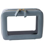 SANHECUN Toiletry bag waterproof cosmetic organizer with handle large opening for travelling (Blue)