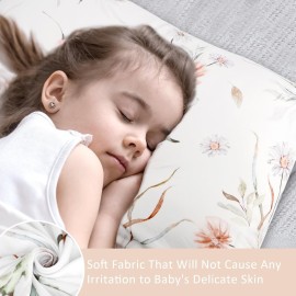 CARUILI 2 Pack Boho Toddler Pillowcase Girl, 14x20 Travel Pillow Case Cover, Ultral Soft Small Pillow Case, Envelope Style Kids Pillowcase, Wildflower Pattern