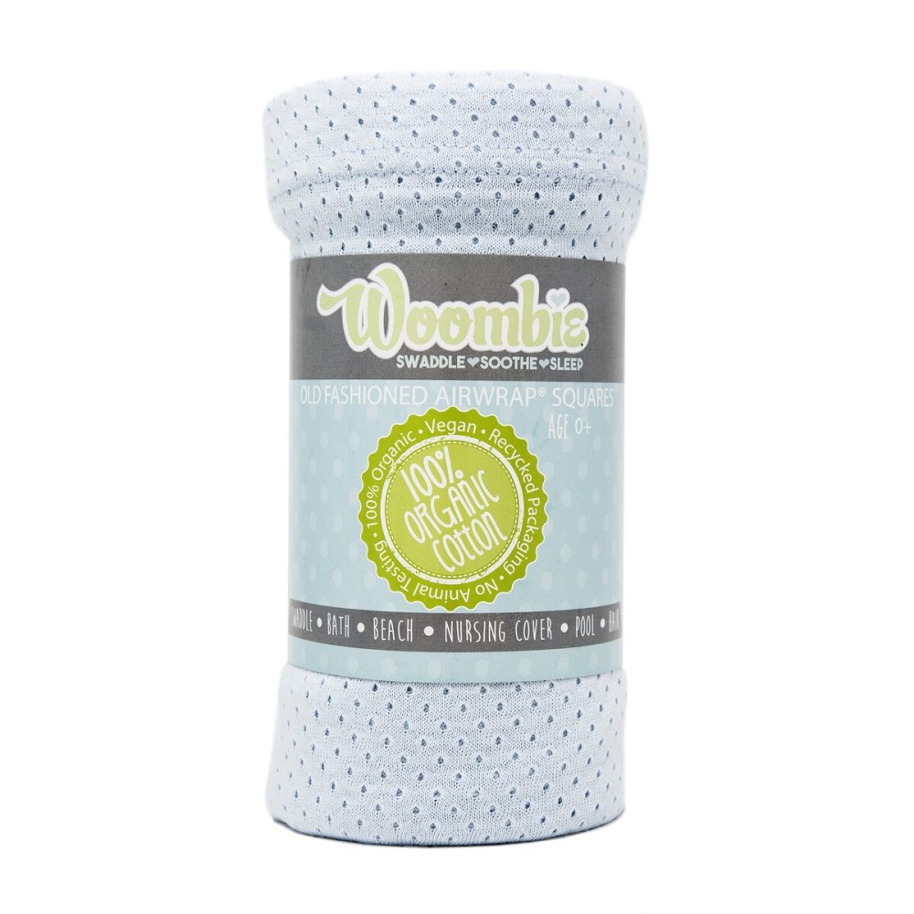 Woombie Organic Baby Swaddling Blanket | Lightweight Baby Swaddle for Girls or Boys| Organic Baby Receiving Blanket, Blissful Blue