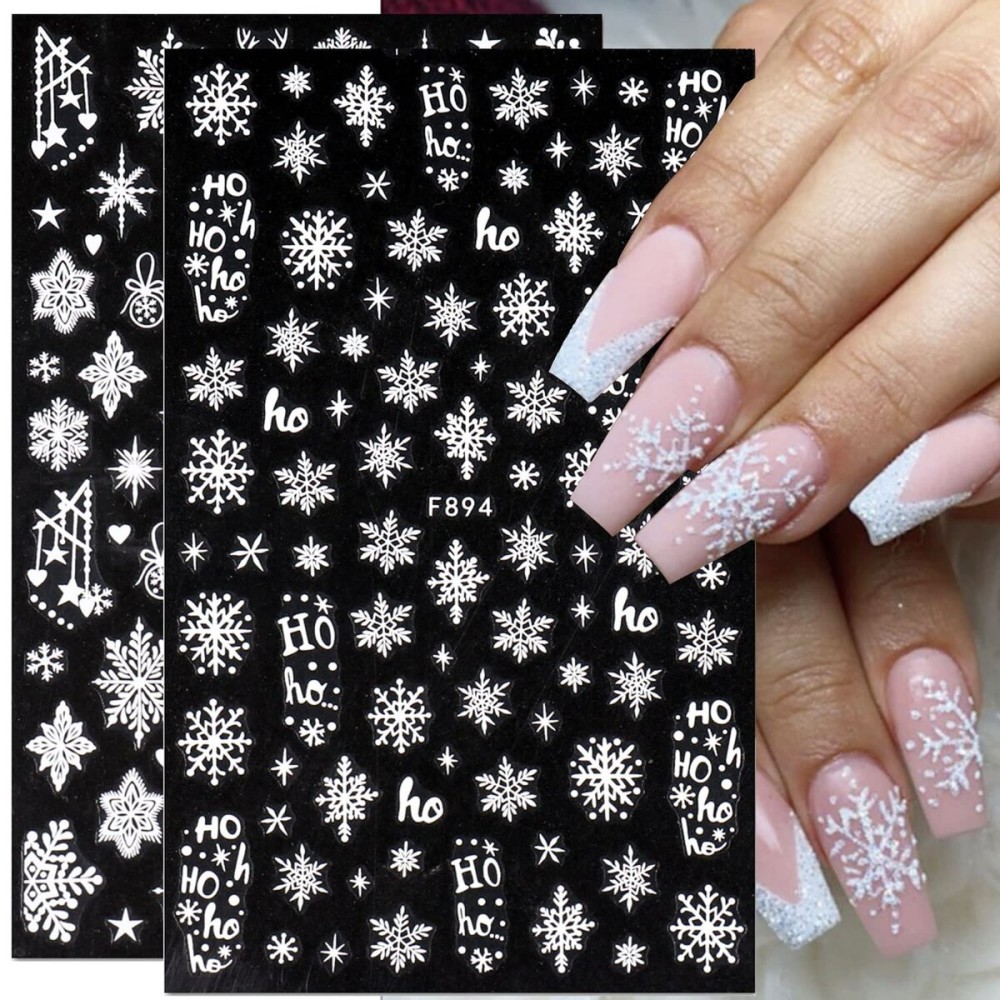 8 Sheets Snowflake Nail Art Stickers Decals 3D Self-Adhesive Christmas Nails Stickers Holographic White Shiny Sugar Glitter Snowflakes Lace Design DIY Sparkly Winter Xmas Decoration Decals (White) 8 Sheets Snowflake Nail Art Stickers Decals 3D Self-Adhesive Christmas Nails Stickers Holographic White Shiny Sugar Glitter Snowflakes Lace Design DIY Sparkly Winter Xmas Decoration Decals (White)