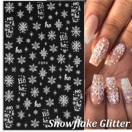 8 Sheets Snowflake Nail Art Stickers Decals 3D Self-Adhesive Christmas Nails Stickers Holographic White Shiny Sugar Glitter Snowflakes Lace Design DIY Sparkly Winter Xmas Decoration Decals (White) 8 Sheets Snowflake Nail Art Stickers Decals 3D Self-Adhesive Christmas Nails Stickers Holographic White Shiny Sugar Glitter Snowflakes Lace Design DIY Sparkly Winter Xmas Decoration Decals (White)