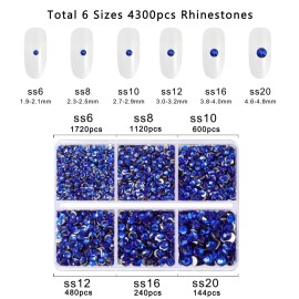 Beadsland 4300pcs Flatback Rhinestones,Royal Blue Rhinestone Nail Gems Round Crystal Rhinestones for Crafts,Mixed 6 Sizes with Picking Tweezers and Wax Pencil Kit, SS6-SS20,Sapphire Beadsland 4300pcs Flatback Rhinestones,Royal Blue Rhinestone Nail Gems Round Crystal Rhinestones for Crafts,Mixed 6 Sizes with Picking Tweezers and Wax Pencil Kit, SS6-SS20,Sapphire