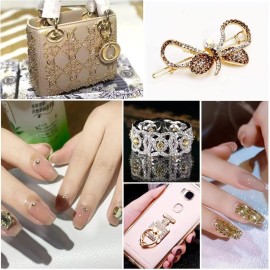 Beadsland 4300pcs Flatback Rhinestones,Gold Rhinestone Nail Gems Round Crystal Rhinestones for Crafts,Mixed 6 Sizes with Picking Tweezers and Wax Pencil Kit, SS6-SS20,Golden Shadow