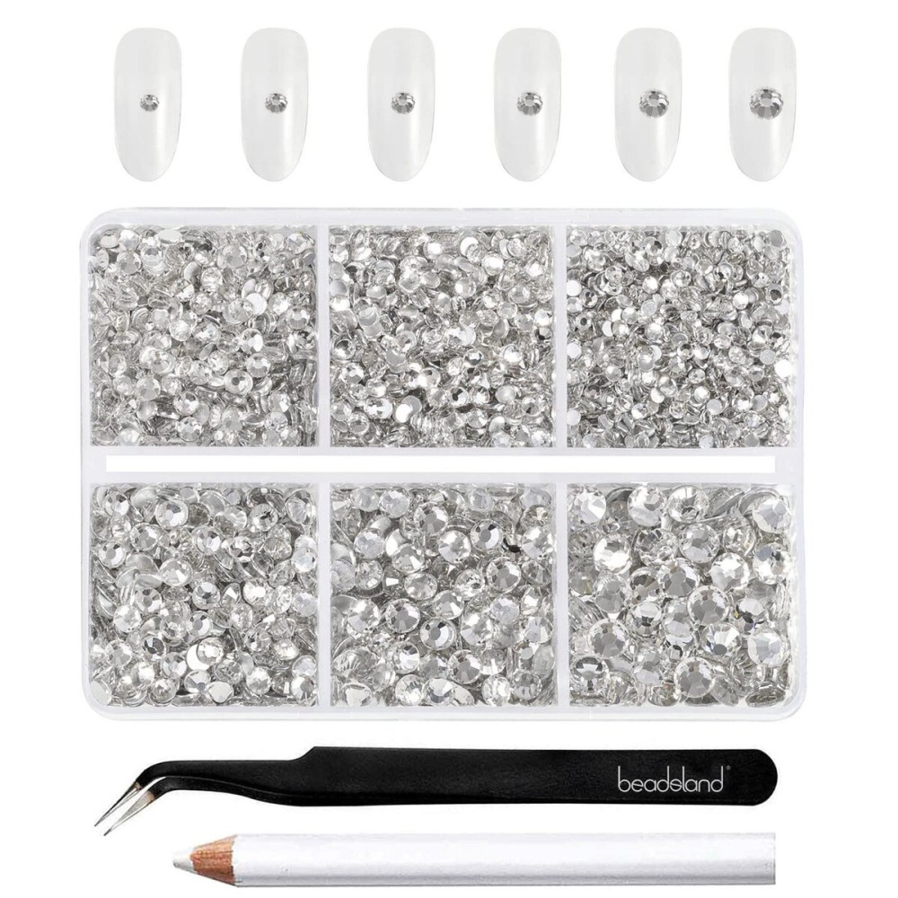Beadsland 4300pcs Flatback Rhinestones,Clear Rhinestones Nail Gems Round Crystal Rhinestones for Crafts,Mixed 6 Sizes with Picking Tweezers and Wax Pencil Kit, SS6-SS20,Crystal Beadsland 4300pcs Flatback Rhinestones,Clear Rhinestones Nail Gems Round Crystal Rhinestones for Crafts,Mixed 6 Sizes with Picking Tweezers and Wax Pencil Kit, SS6-SS20,Crystal