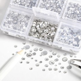 Beadsland 4300pcs Flatback Rhinestones,Clear Rhinestones Nail Gems Round Crystal Rhinestones for Crafts,Mixed 6 Sizes with Picking Tweezers and Wax Pencil Kit, SS6-SS20,Crystal Beadsland 4300pcs Flatback Rhinestones,Clear Rhinestones Nail Gems Round Crystal Rhinestones for Crafts,Mixed 6 Sizes with Picking Tweezers and Wax Pencil Kit, SS6-SS20,Crystal