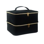 Nail Polish Carrying Case, Double-Layer Nail Polish Storage Bag- Fits Nail Dryer Lamp and 30 Bottles(15ml/0.5 fl.oz), Nail Polish Organizer bag with Adjustable Dividers for Manicure Set (Black)