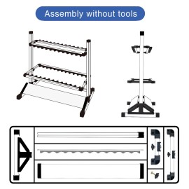 JOYWAVE Fishing Rod Holders,Aluminium Fishing Pole Holders,Portable Fishing Rod Rack,Holds Up to 24 Rods,Fishing Pole Vertical Ground Display Rack