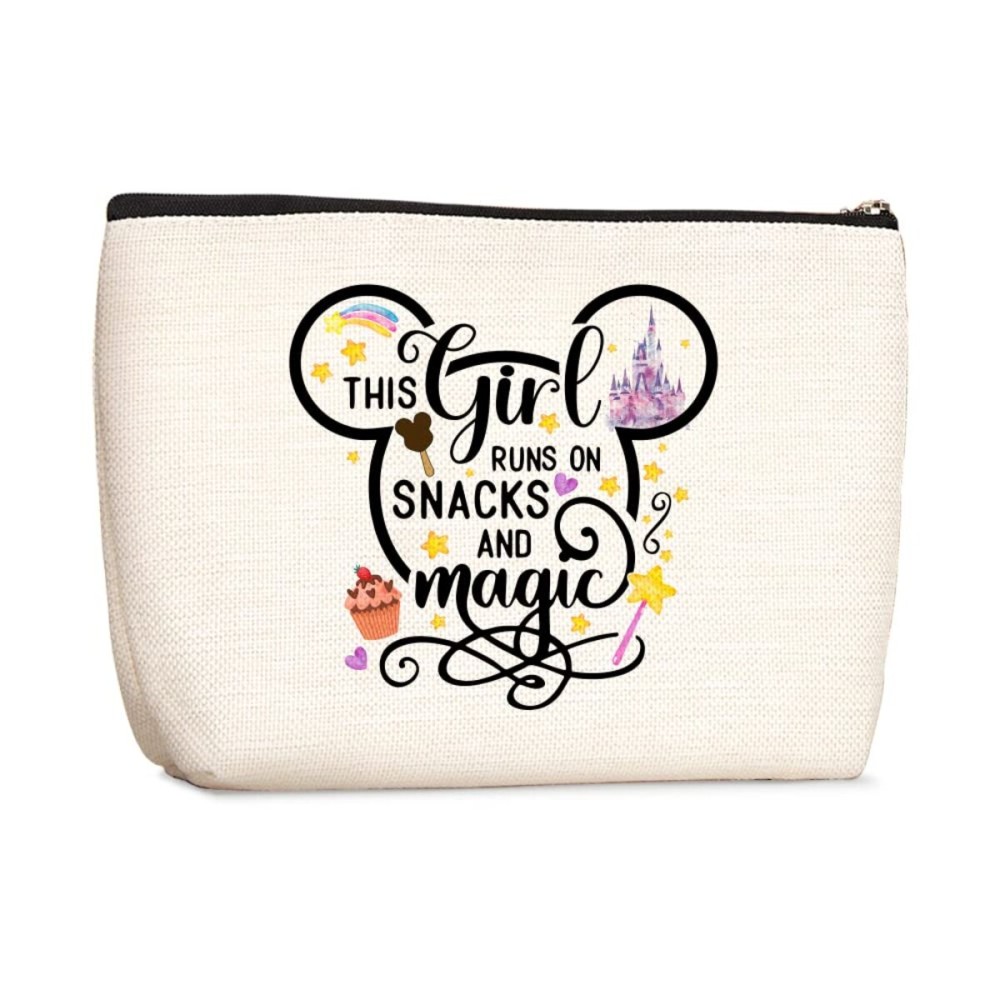 Cartoon Mouse Cute Mouse Themed Gifts Cosmetic Bag for Women Teen Girls Birthday This Girl Runs On Snacks Makeup Bag Funny Anime Pouch Travel Bags Skincare Toiletry Bag Makeup Bag Anime Gifts