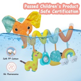 FATI Car Seat Toys for Babies 0-6 Months, Sensory Toys with Squeaker Teether Rattles, Ideal Gifts