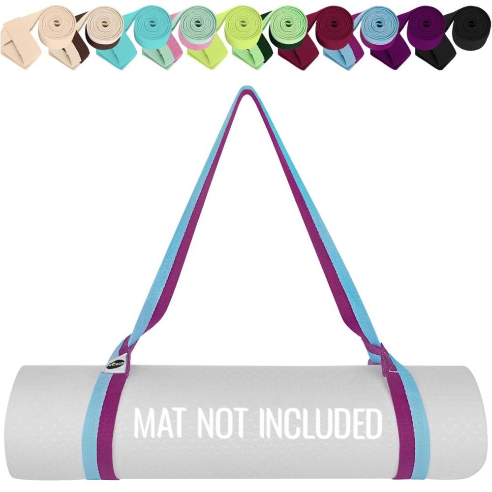 TECEUM Yoga Mat Strap - 30+ Colors - Adjustable Mat Holder Sling Carrier for All Mats [Mat Not Included]
