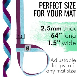 TECEUM Yoga Mat Strap - 30+ Colors - Adjustable Mat Holder Sling Carrier for All Mats [Mat Not Included]