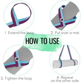 TECEUM Yoga Mat Strap - 30+ Colors - Adjustable Mat Holder Sling Carrier for All Mats [Mat Not Included]