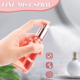 DMuuuDM 6 Pack 2 Oz Pink Glass Spray Bottles,Empty Perfume Fine Mist Atomizer,Rose-Golden Pump Head Travel Liquid Holder Containers for Cologne,Essential Oils,Body Sprays